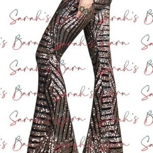 New without tags, gold, black sequin pants
